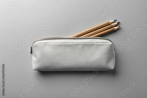 Isolated pencil case mockup on grey background photo