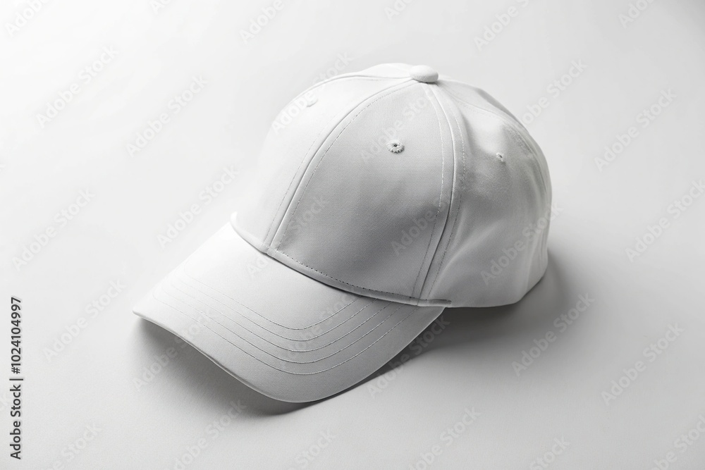 Isolated white cap on white background mockup aerial view Isolated white cap on white background mockup aerial view