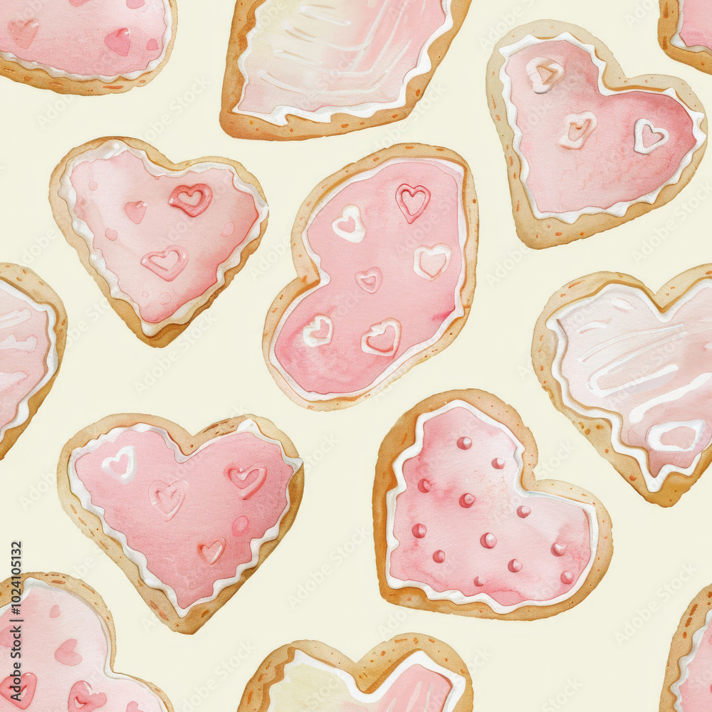 Delightful heart shaped cookies with subtle icing details create charming pattern. Perfect for sweet occasions! Delightful heart shaped cookies with subtle icing details create charming pattern. Perfect for sweet occasions!