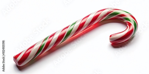 Festive Candy Cane on White Background Perfect for Holiday Decorations and Seasonal Treats Photography Inspiration