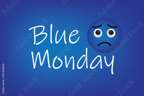 Blue monday design banner design with emoticon face.