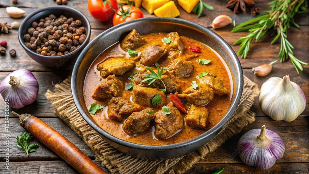 Jamaican goat curry preparation with leading lines Jamaican goat curry preparation with leading lines