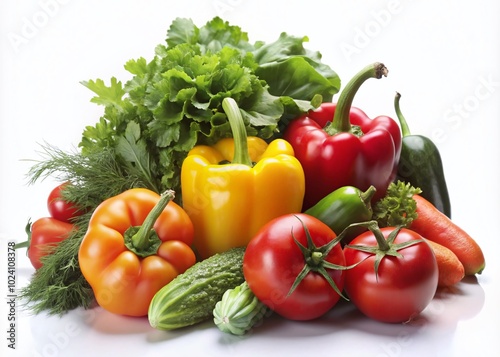 Fresh Vegetable Variety on White Background - Colorful Macro Photography