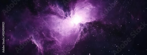 Vibrant purple nebula with stars in the vast universe