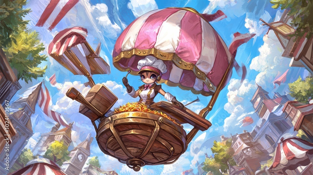 Chef with Balloon in a Colorful Fantasy Scene Chef with Balloon in a Colorful Fantasy Scene