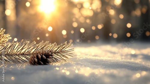 branch snow front sun deep particle perfect moment warm yellow lights pinecone holding intimately sparkling petals severe