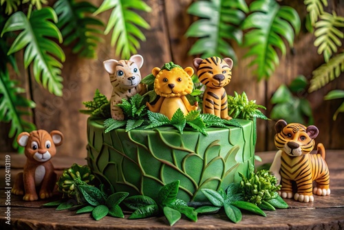 jungle themed decorations for a smash cake photoshoot Macro