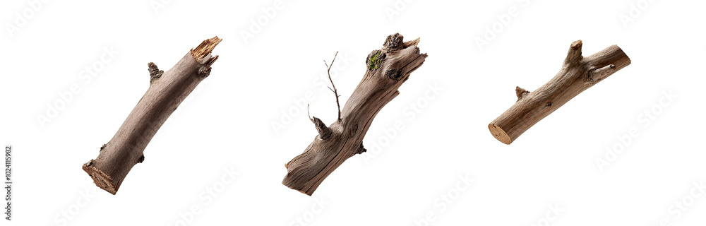 Three isolated tree branches on a white background. Three isolated tree branches on a white background.