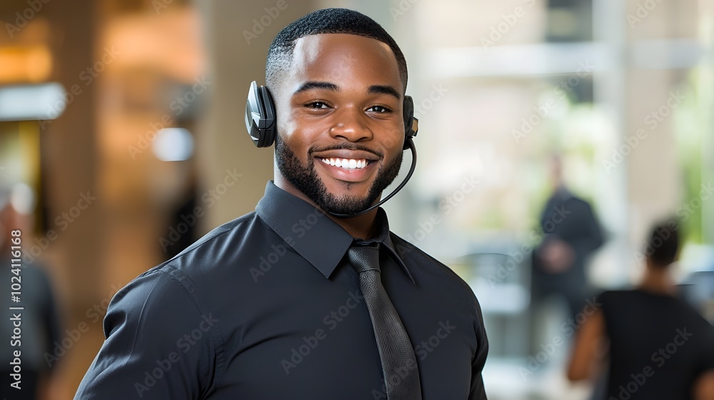 Smiling and Engaged Call Center Agent Confidently Delivers Expert Customer Service and Consultation with a Positive and Professional Demeanor