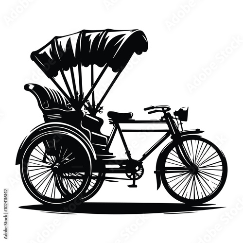 Vector illustration of a Vietnamese rickshaw, available for purchase at 1 credit or USD $1