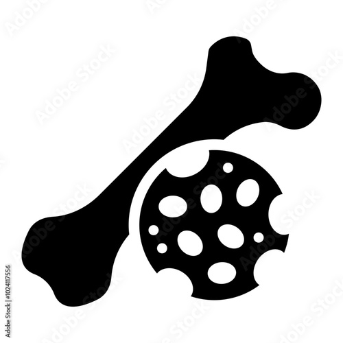 Osteoporosis bone glyph icon representing bone density loss and health issues in skeletal structure