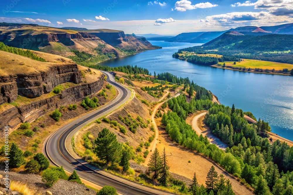 Fototapeta premium Landscape of Rowena Curves along McCall Point Trail