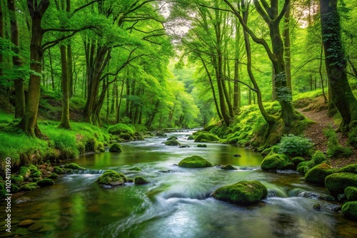 Fototapeta Naklejka Na Ścianę i Meble -  landscape view of stream in forest