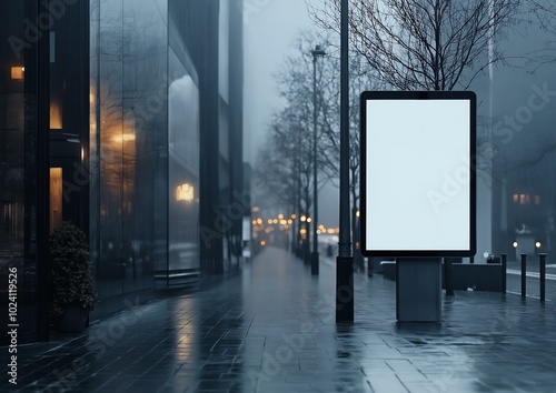 blank billboard city street rain transparency bang translucency screen tones white grey technological top milk brands obelisks