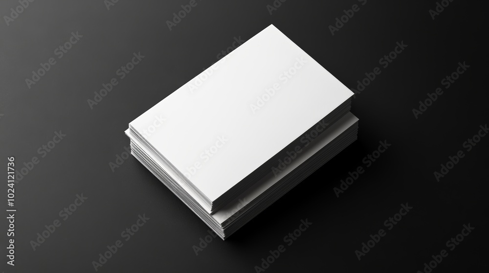 A stack of blank white business cards isolated on a black background. A stack of blank white business cards isolated on a black background.