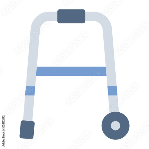 Walker flat icon representing mobility support and assistance for elderly or disabled people