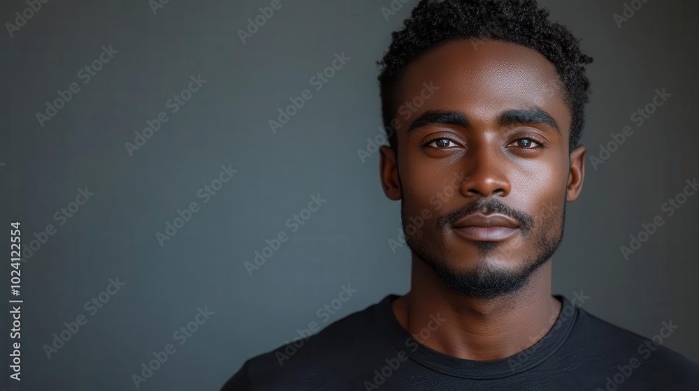 african american man in a blank black tshirt standing against a neutral backdrop ideal for showcasing logos or designs providing a versatile mockup for branding purposes african american man in a blank black tshirt standing against a neutral backdrop ideal for showcasing logos or designs providing a versatile mockup for branding purposes