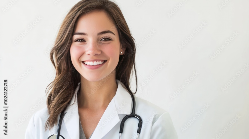 smiling female doctor with medium-length brown hair, smiling female doctor with medium-length brown hair,