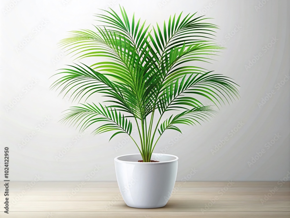 Indoor Date Palm in White Ceramic Pot - Modern Flat Style Illustration Indoor Date Palm in White Ceramic Pot - Modern Flat Style Illustration