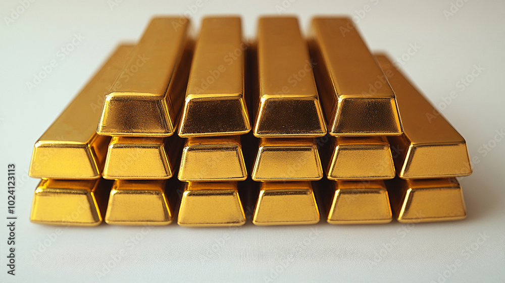 Stack of gold bars in rows - wealth, investment, and financial security concept. Stack of gold bars in rows - wealth, investment, and financial security concept.