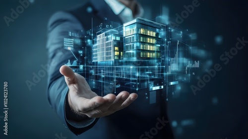 Businessman Holding 3D Model of Modern Building