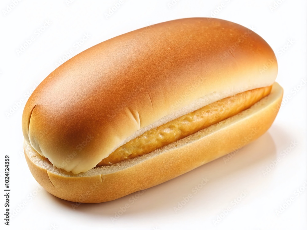 Isolated Empty Hot Dog Bun on White Background for Food Photography and Culinary Uses Isolated Empty Hot Dog Bun on White Background for Food Photography and Culinary Uses