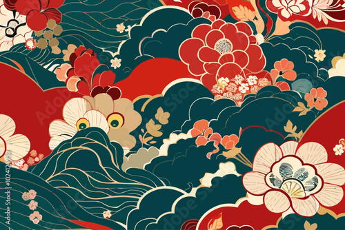illustration background on japan culture pattern