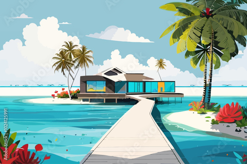 illustration background on Maldives