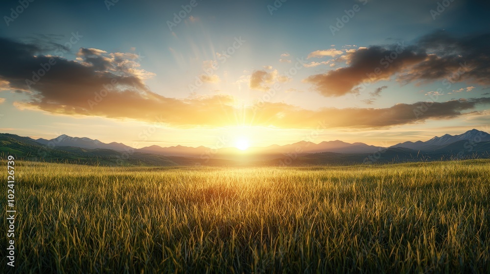 A sunrise over a peaceful landscape, symbolizing new beginnings and positive energy. A sunrise over a peaceful landscape, symbolizing new beginnings and positive energy.