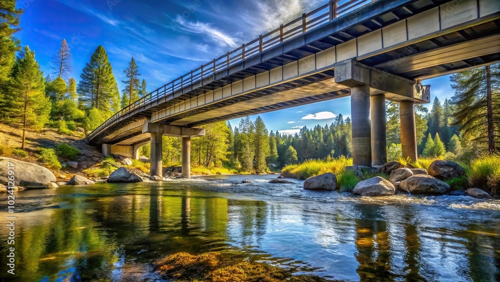 Leading lines low angle view of bridge over Truckee River Leading lines low angle view of bridge over Truckee River
