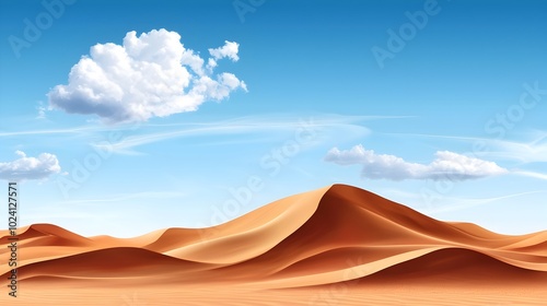 Majestic desert landscape featuring vibrant red sand dunes stretching out under a cloudless brilliant blue sky Serene and tranquil natural scenery in a remote arid environment