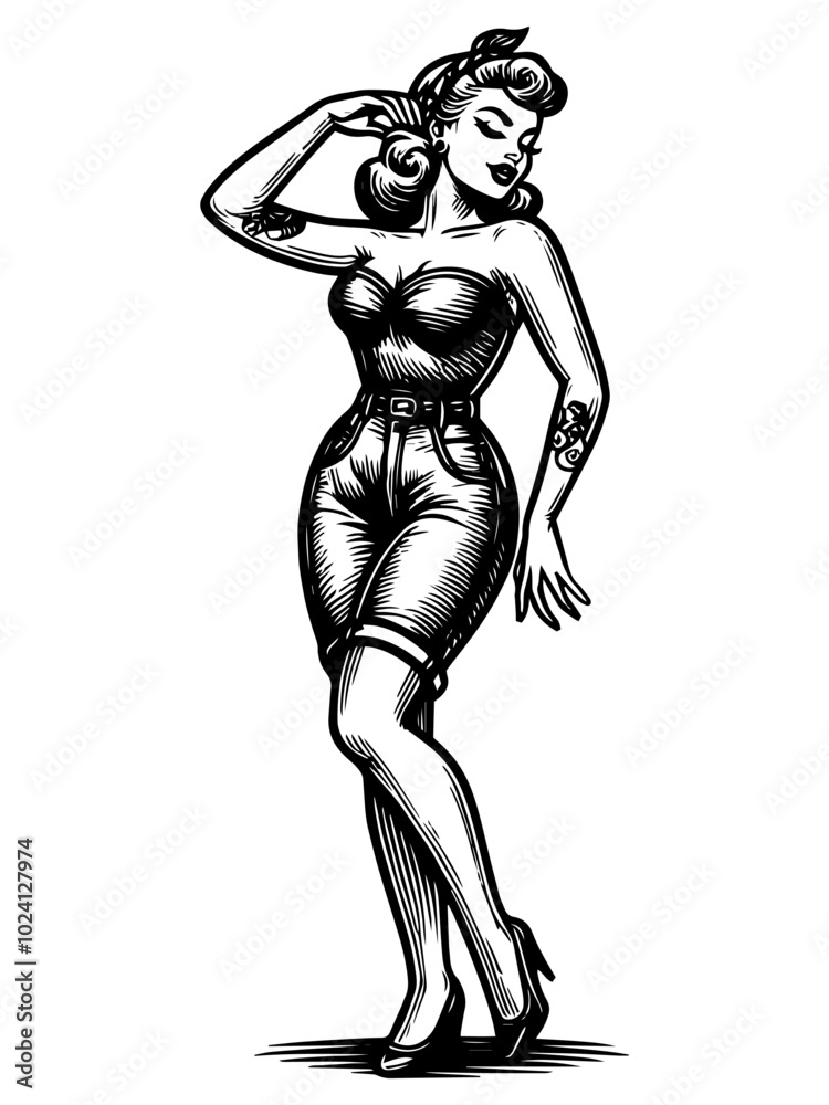 Dancing women in retro style. Vector generative ai. Dancing women in retro style. Vector generative ai.