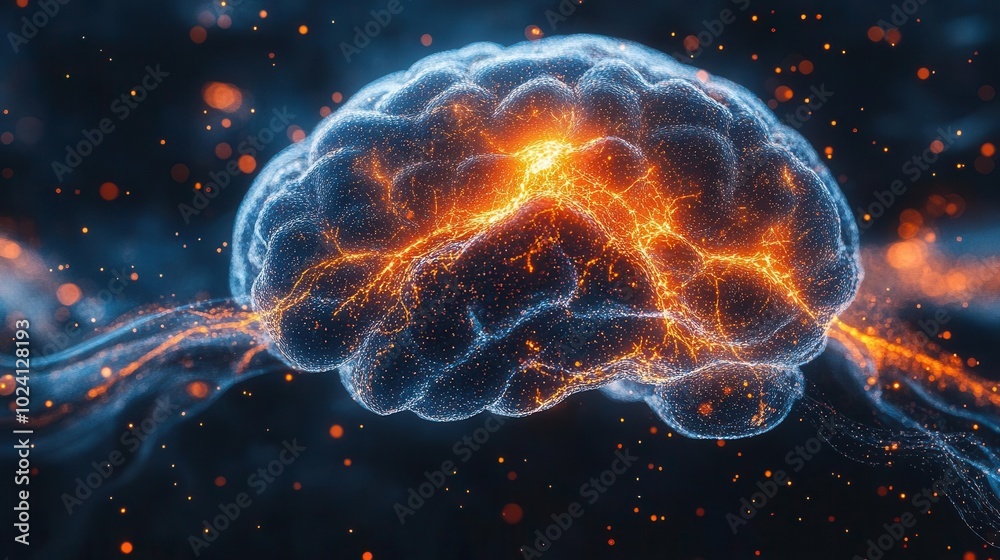 closeup view of a human brain showcasing neurons firing and neural extensions representing cognitive learning and plasticity in a visually dynamic and scientific illustration