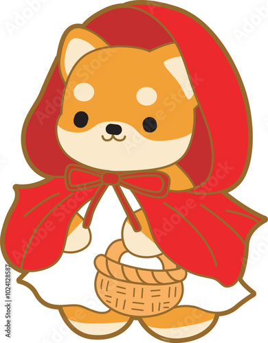 Cute puppy kawaii dog lovely animal halloween vector. Fluffy Shiba Inu pet stickers. Happy doggy activities illustrations.