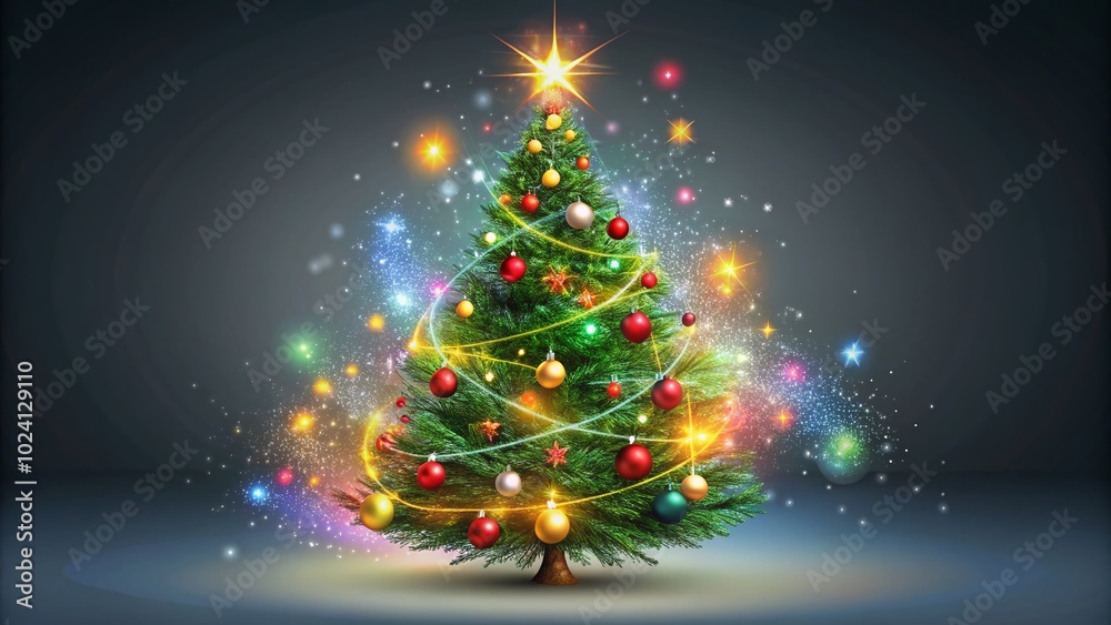 Magic Christmas Winter Tree Vector Design for Stunning Christmas Decor - Abstract Elements on Gray Background Magic Christmas Winter Tree Vector Design for Stunning Christmas Decor - Abstract Elements on Gray Background