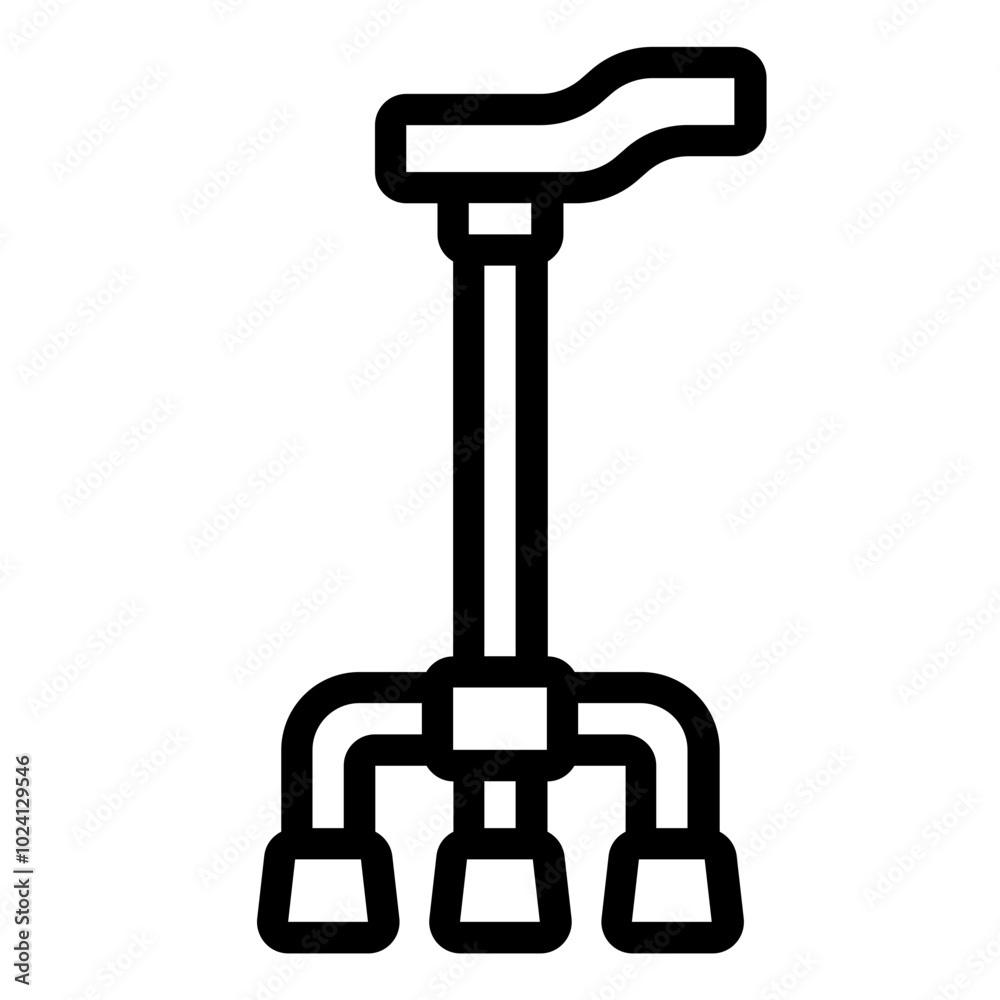 Walking cane outline icon used for mobility support and balance for elderly or disabled individuals Walking cane outline icon used for mobility support and balance for elderly or disabled individuals