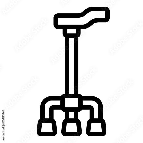 Walking cane outline icon used for mobility support and balance for elderly or disabled individuals