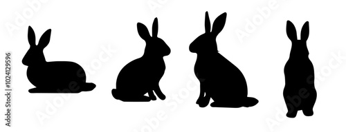 Rabbit silhouette vectors art isolated on a white background Vector