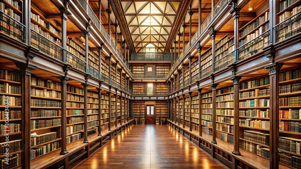 Library filled with books from a unique perspective Library filled with books from a unique perspective