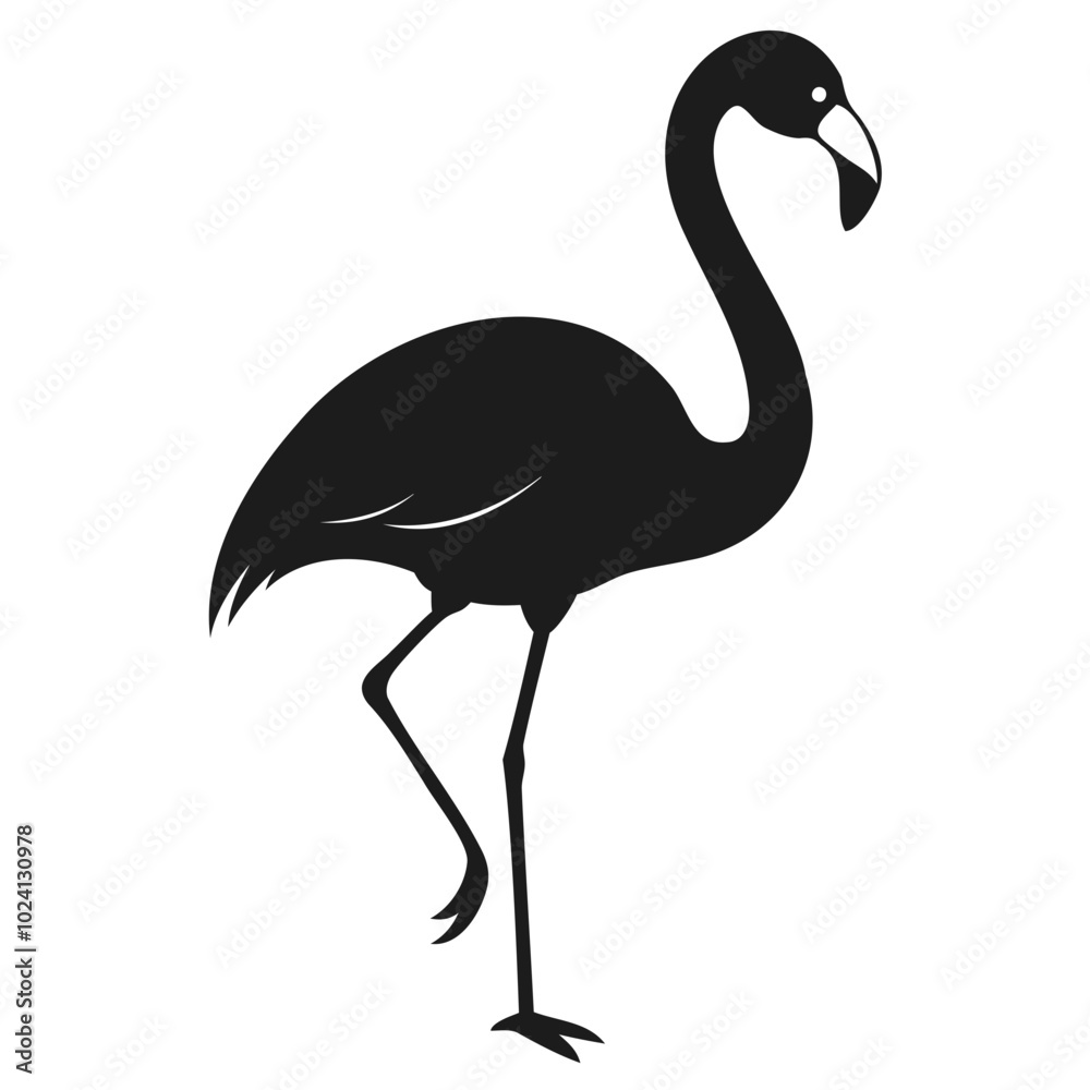 Silhouette of a black flamingo bird Vector illustration Animals silhouette vector illustration Silhouette of a black flamingo bird Vector illustration Animals silhouette vector illustration