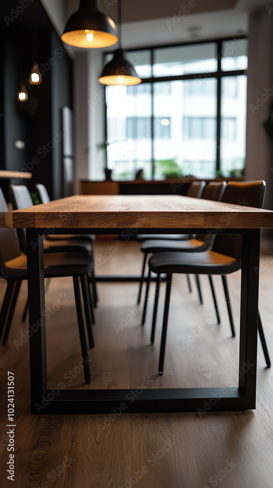 Stylish dining room with modern table and chairs Stylish dining room with modern table and chairs