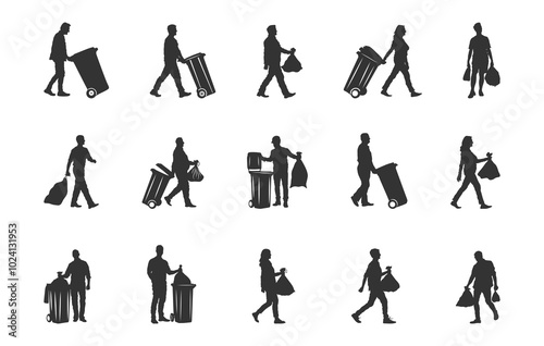 People throwing garbage silhouette, Man throwing garbage silhouette, People throwing garbage svg, Man throwing garbage svg, People throwing garbage vector illustration. 