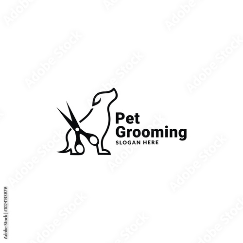 Pet dog and cat logo design template with grooming and washing. Pet Grooming salon sign. Vector illustration.