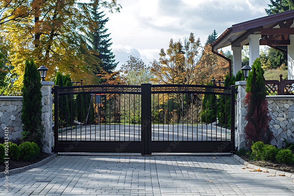 Wide automatic sliding gate with remote control. Wide automatic sliding gate with remote control.