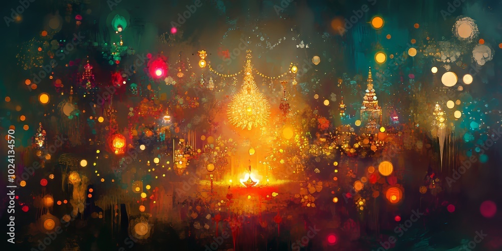 Obraz premium Abstract Diwali scene with a conceptual approach to the festival's light and joy.