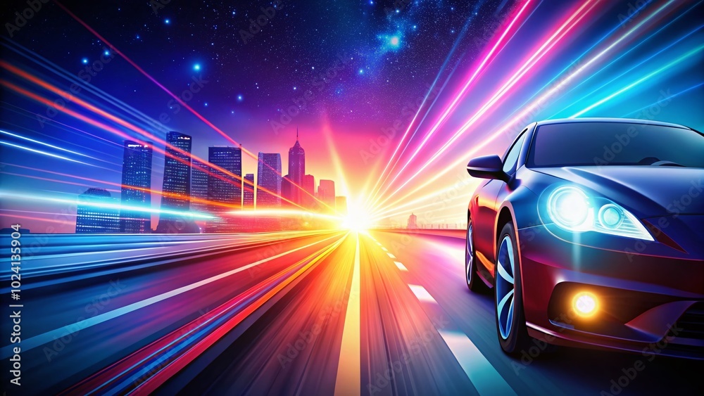 Night Road Acceleration: Expressway Car Headlight Effect Vector Background for Speed and Motion Graphics Design Night Road Acceleration: Expressway Car Headlight Effect Vector Background for Speed and Motion Graphics Design