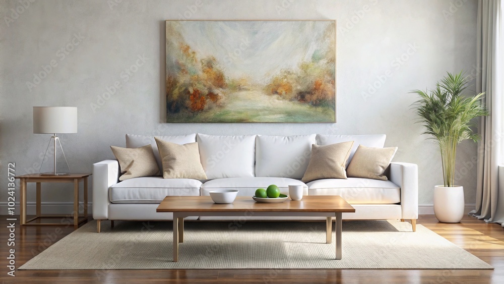 Living room furniture set with white couch and coffee table Living room furniture set with white couch and coffee table