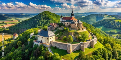 Panoramic View of Gymes Castle Ruins Near Nitra, Slovakia - A Medieval Heritage Site photo