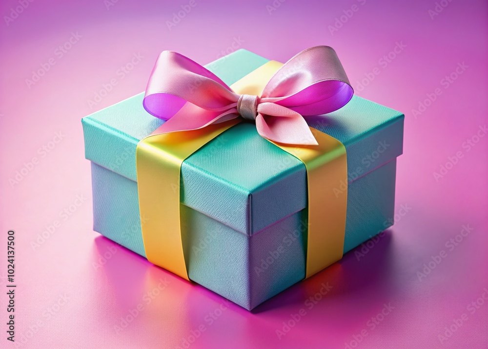 Pastel Gift Box with Ribbon for Holiday or Birthday Banners - Perfect Copy Space for Customization and Festive Pastel Gift Box with Ribbon for Holiday or Birthday Banners - Perfect Copy Space for Customization and Festive