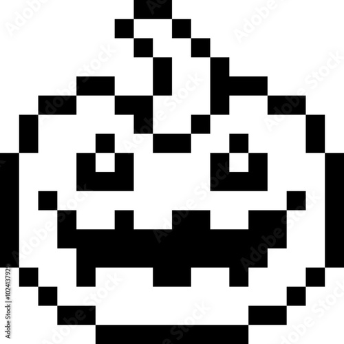 Halloween Pumpkin Pixel 8bit Icon Black Color.